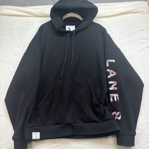 Lane 8 Summer Gatherings Hoodie Black Graphic Pullover Sweatshirt Mens Large